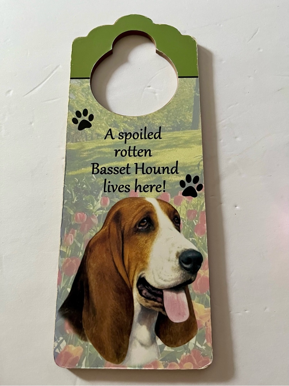 Bass Green Basset Hound Door Hanger with Dog Portrait